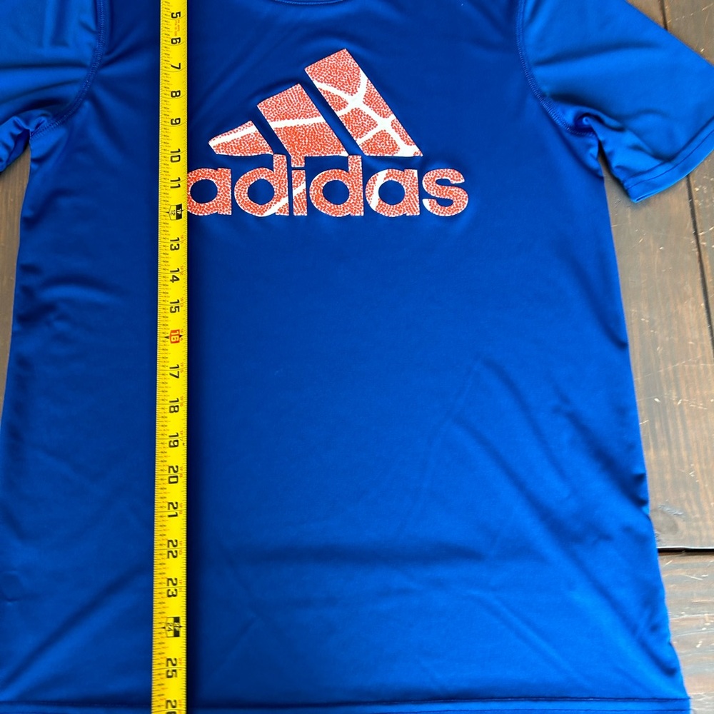 adidas Climalite Boy T-Shirt XL 18 Blue Graphic Print Logo Sports Outdoor School - Picture 8 of 15